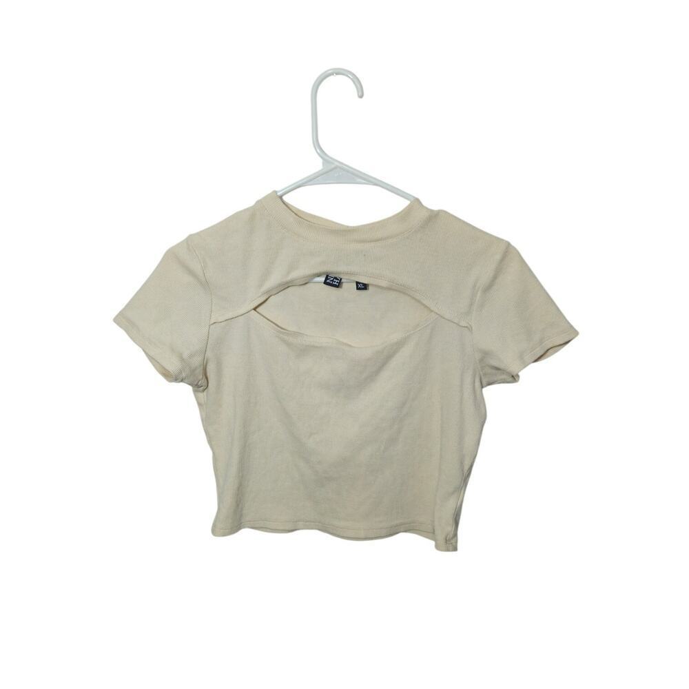 Ninth Hall Cuddie Birch Cream Cut Out Crop  Baby T-Shirt Size XL - Picture 2 of 6